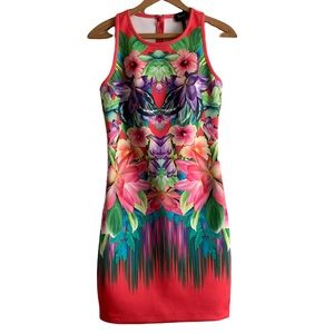 Laundry By Shelli Segal Floral Print Midi Dress - Red and Green